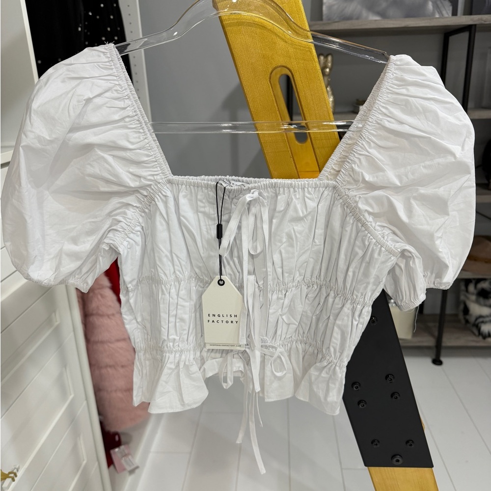 English Factory White Puff Sleeve Blouse